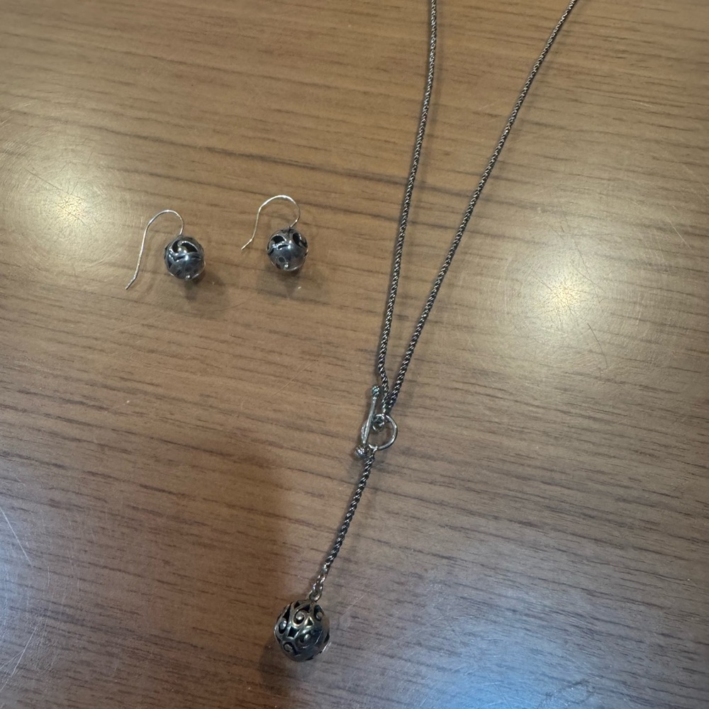 Silpada Silver Necklace and Earrings Set with Filigree Design